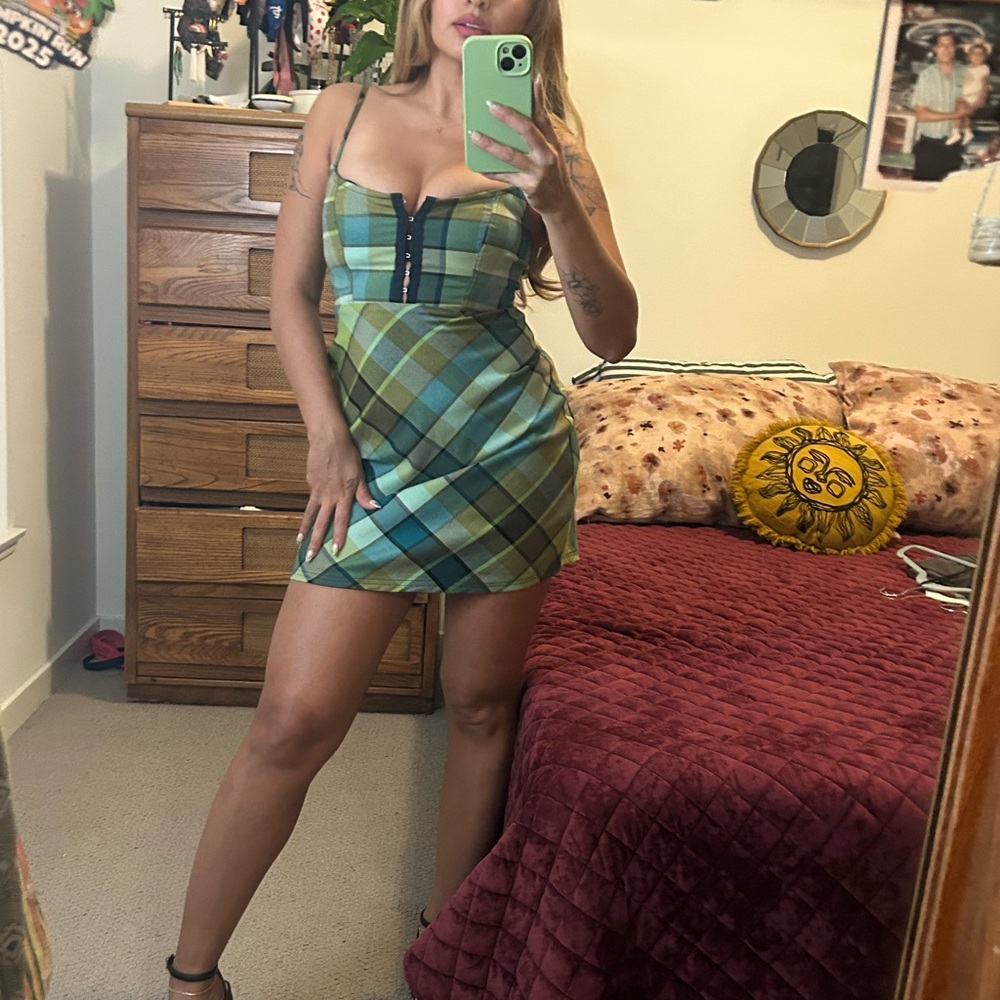 Urban Outfitters Plaid Green and Blue Women's Dress